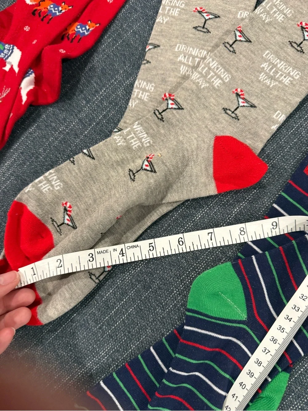 Women’s Holiday Crew Socks - Red, Beige, Navy (Pack)